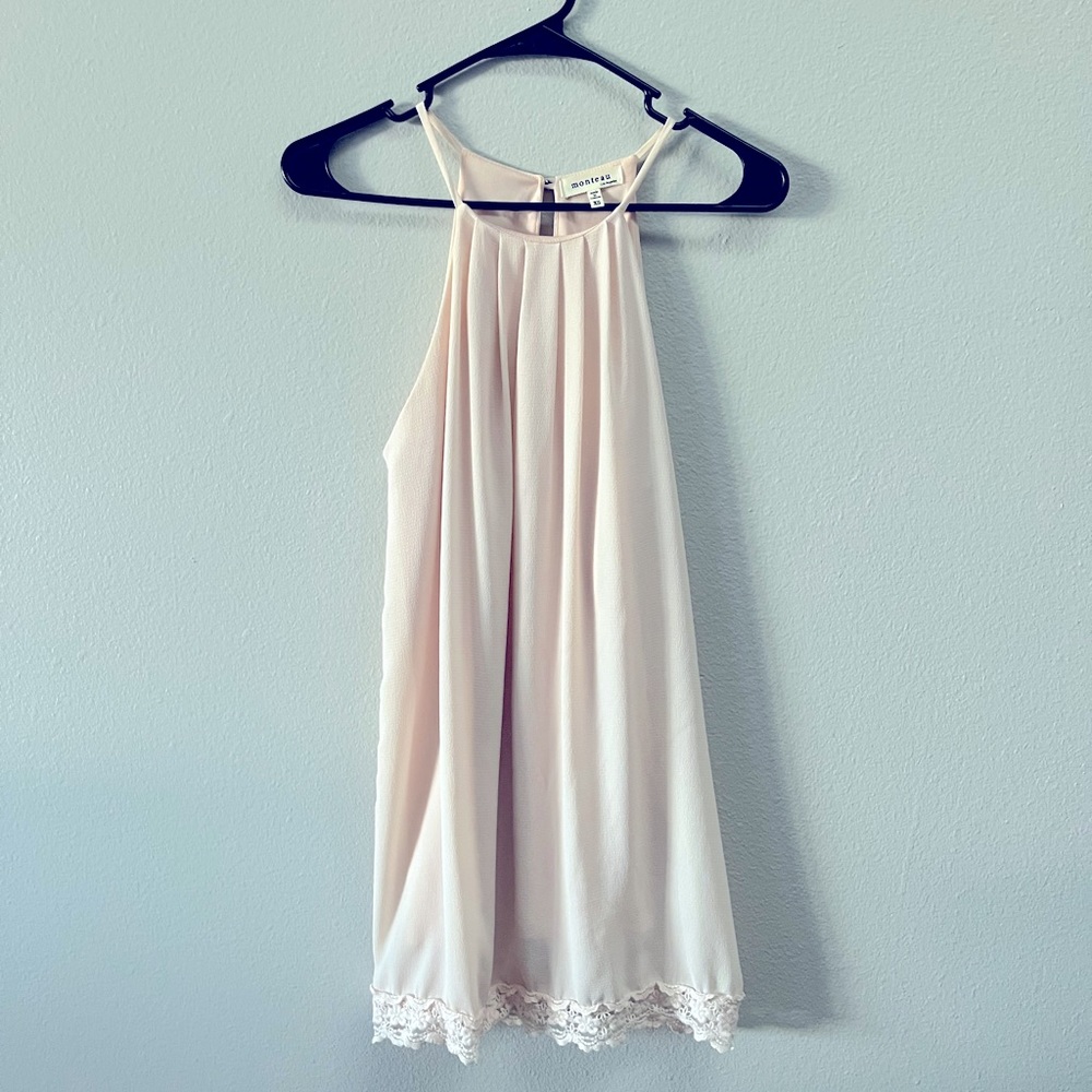 Soft pink halter top dress